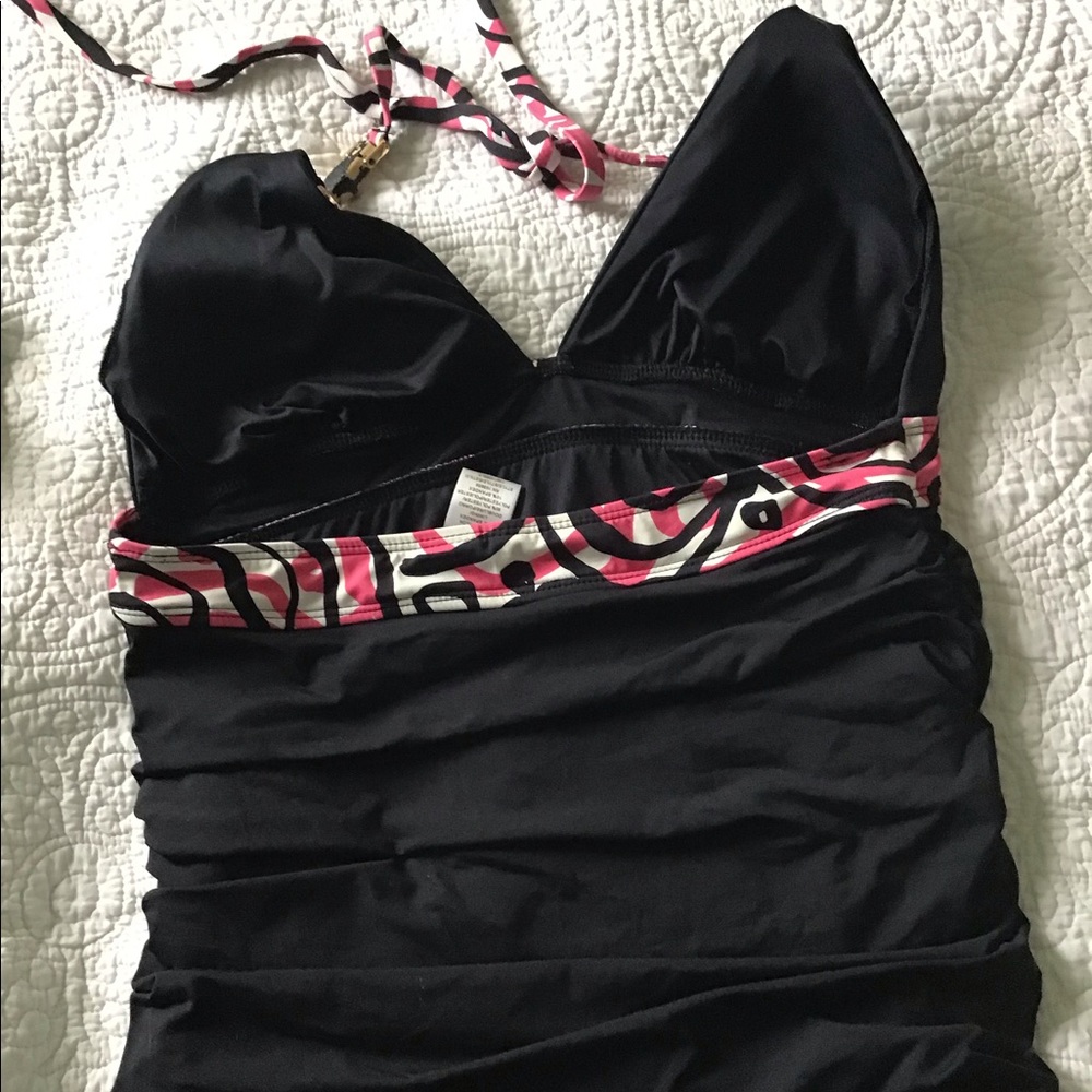 Black tankini with ruching